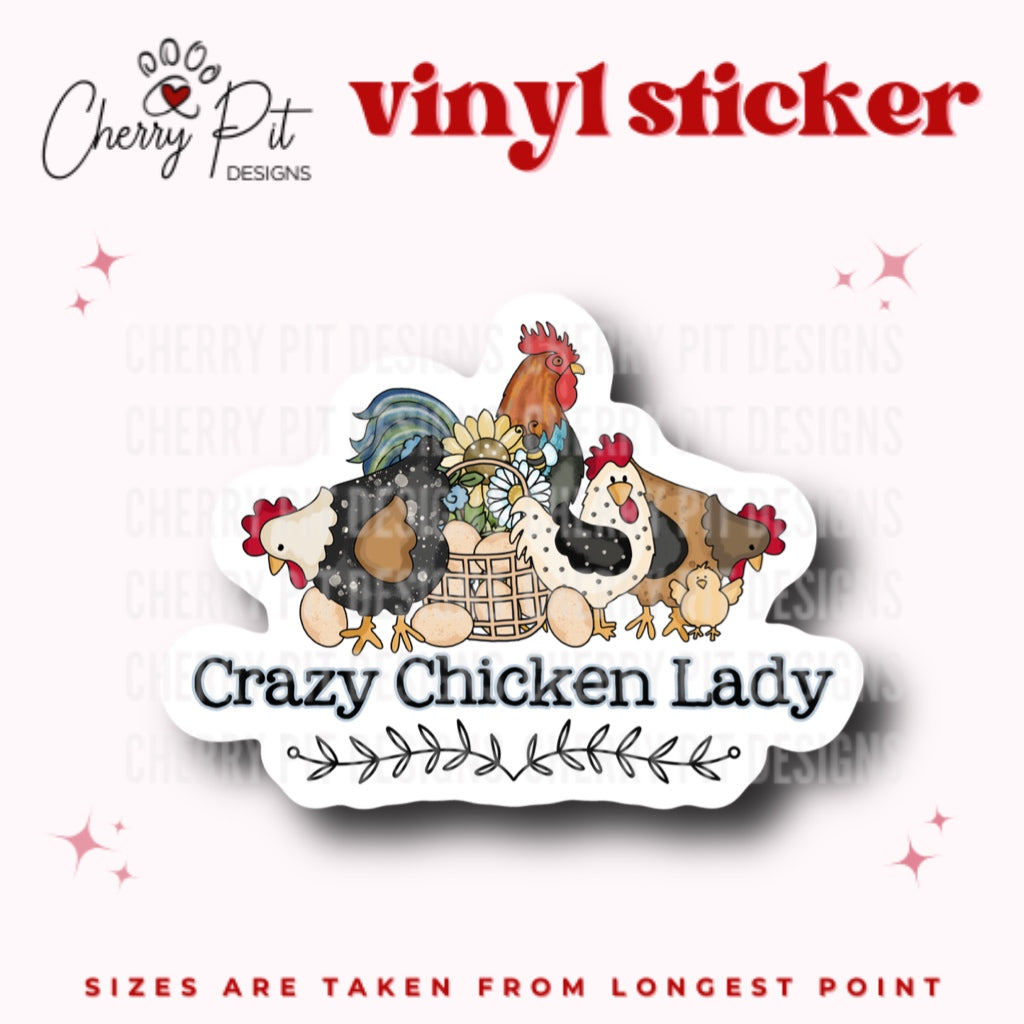 Crazy Chicken Lady Vinyl Sticker