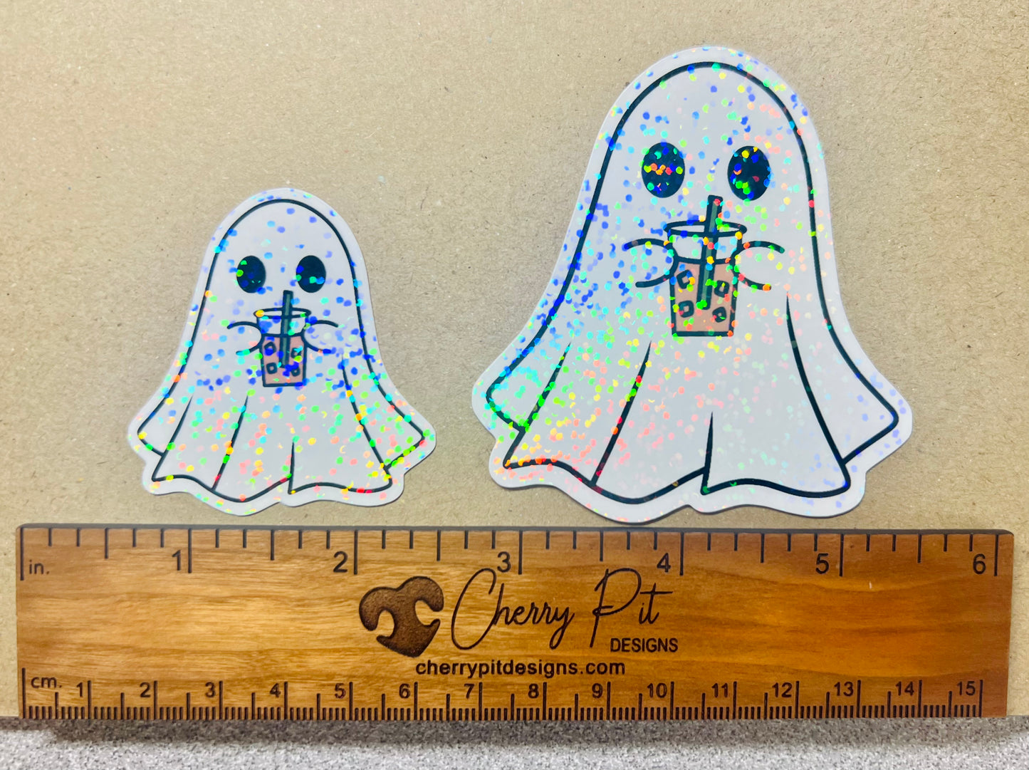 Iced Coffee Ghost Sticker - Holographic