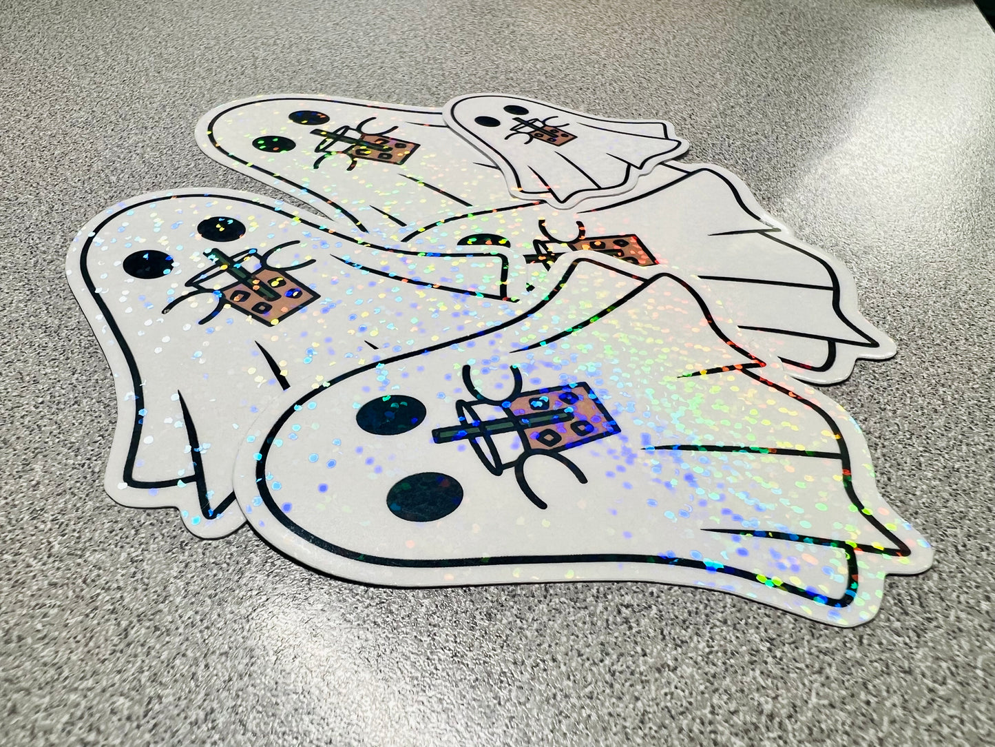 Iced Coffee Ghost Sticker - Holographic