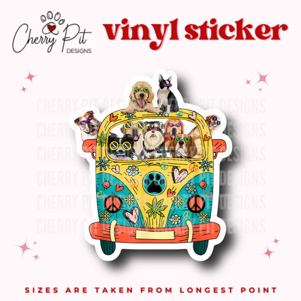 Hippie Van Dog Vinyl Sticker