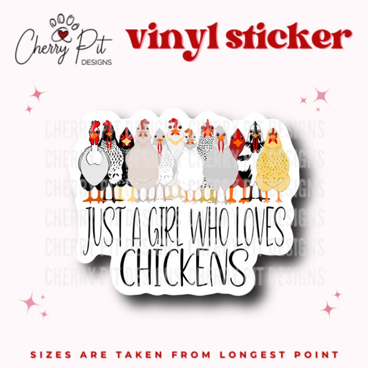 Just a Girl Who Loves Chickens Vinyl Sticker - Cherry Pit Designs