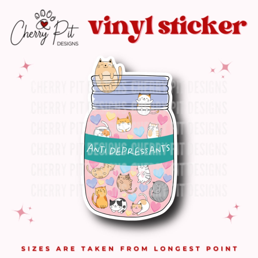 Cat Anti Depressant Vinyl Sticker