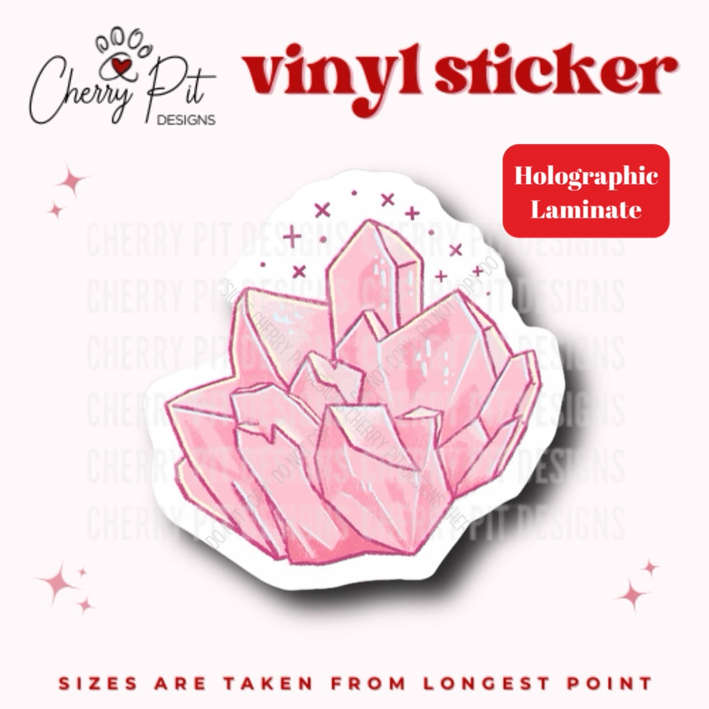 Pink Crystal Quartz Vinyl Sticker - Holographic