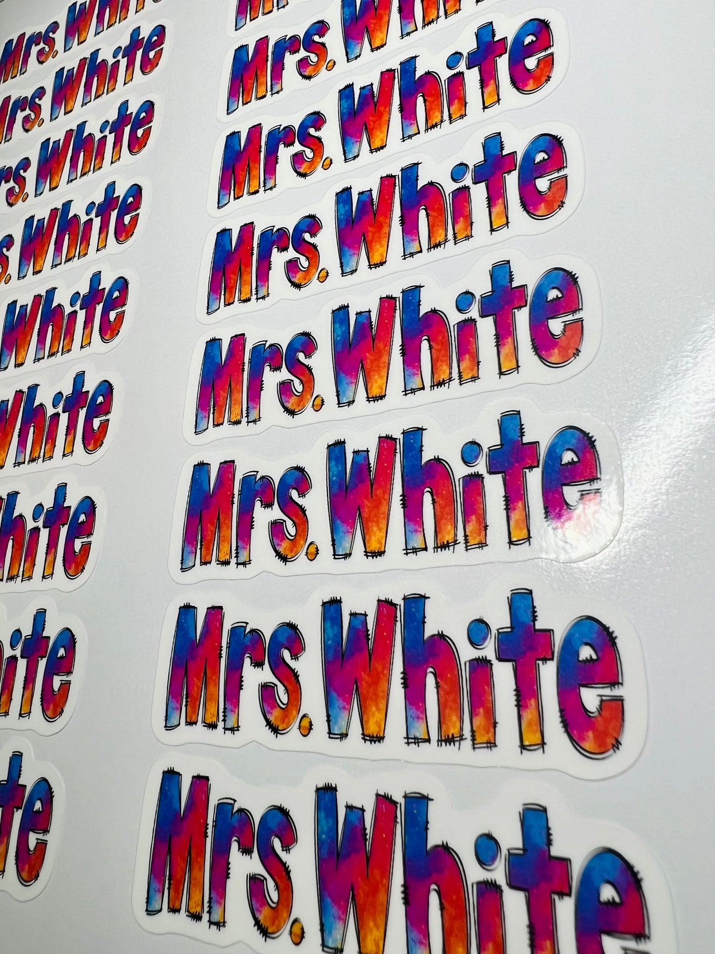 Personalized Name Vinyl Stickers SHEET