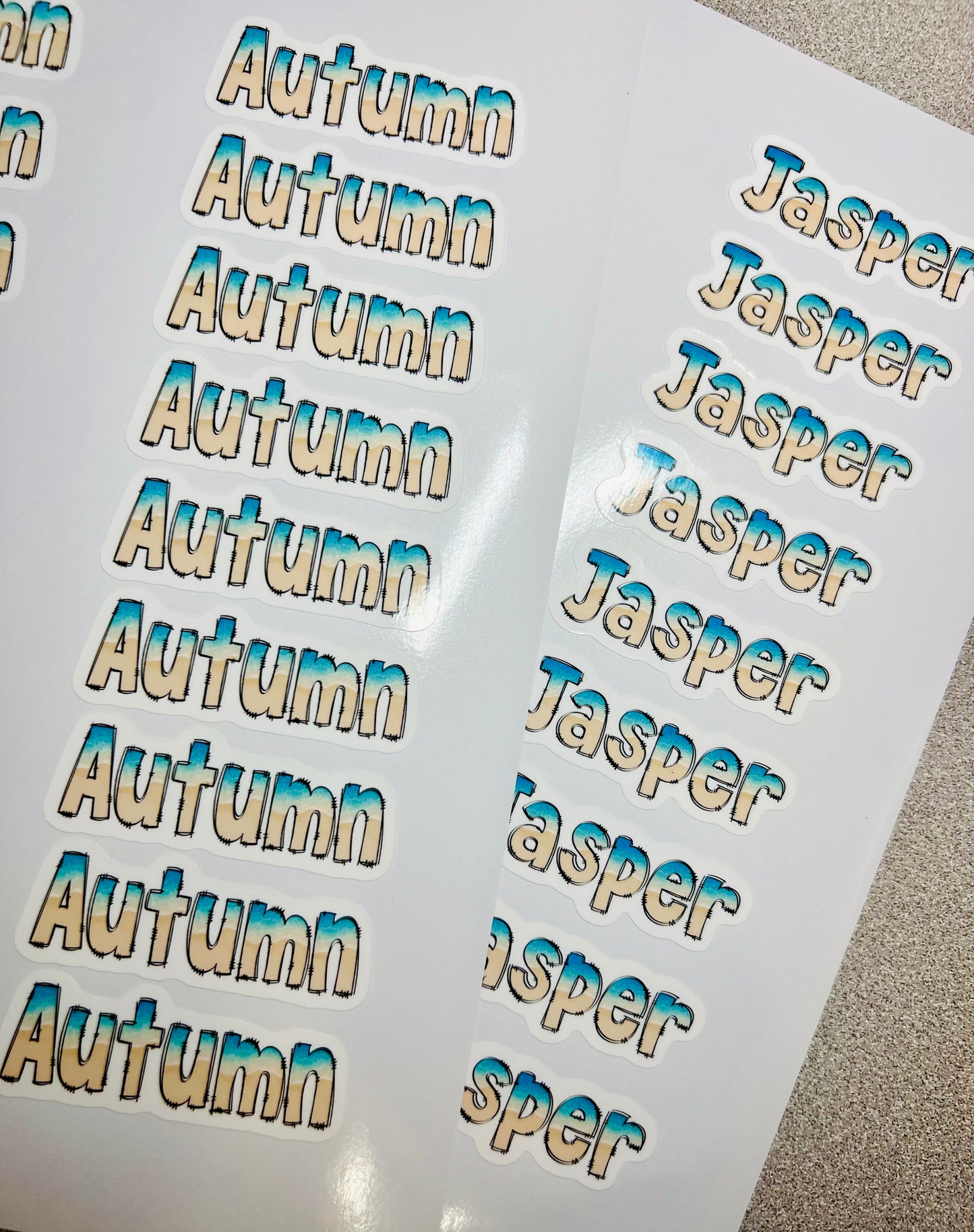 Personalized Name Vinyl Stickers SHEET