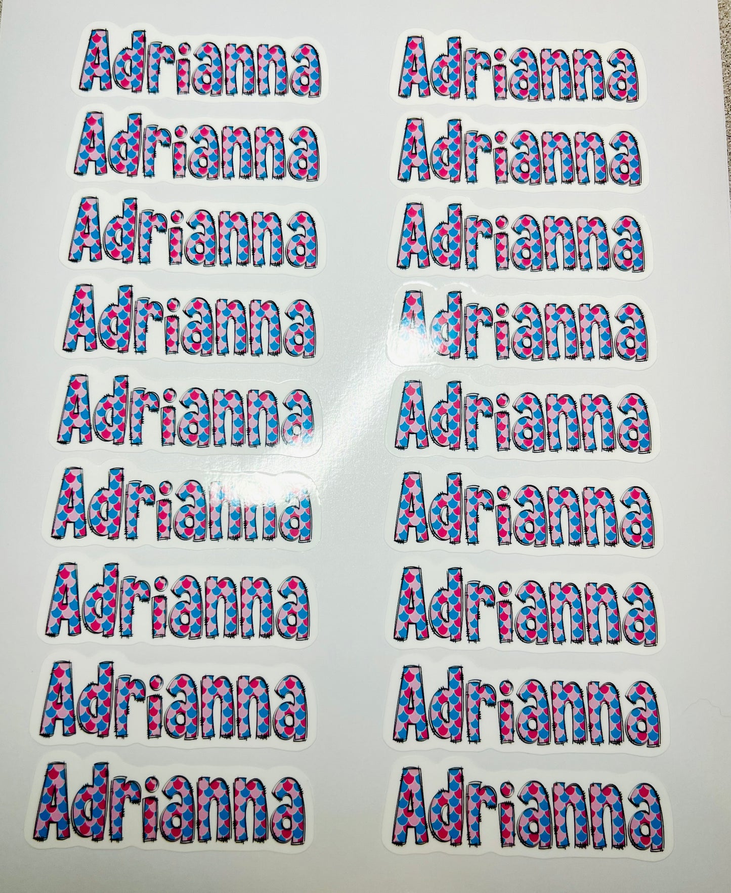 Personalized Name Vinyl Stickers SHEET
