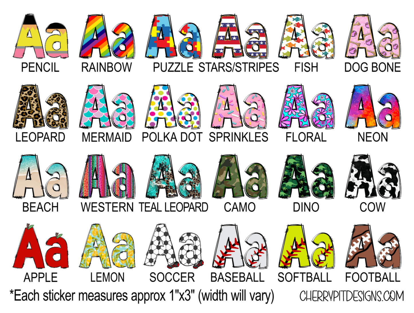 Personalized Name Vinyl Stickers SHEET