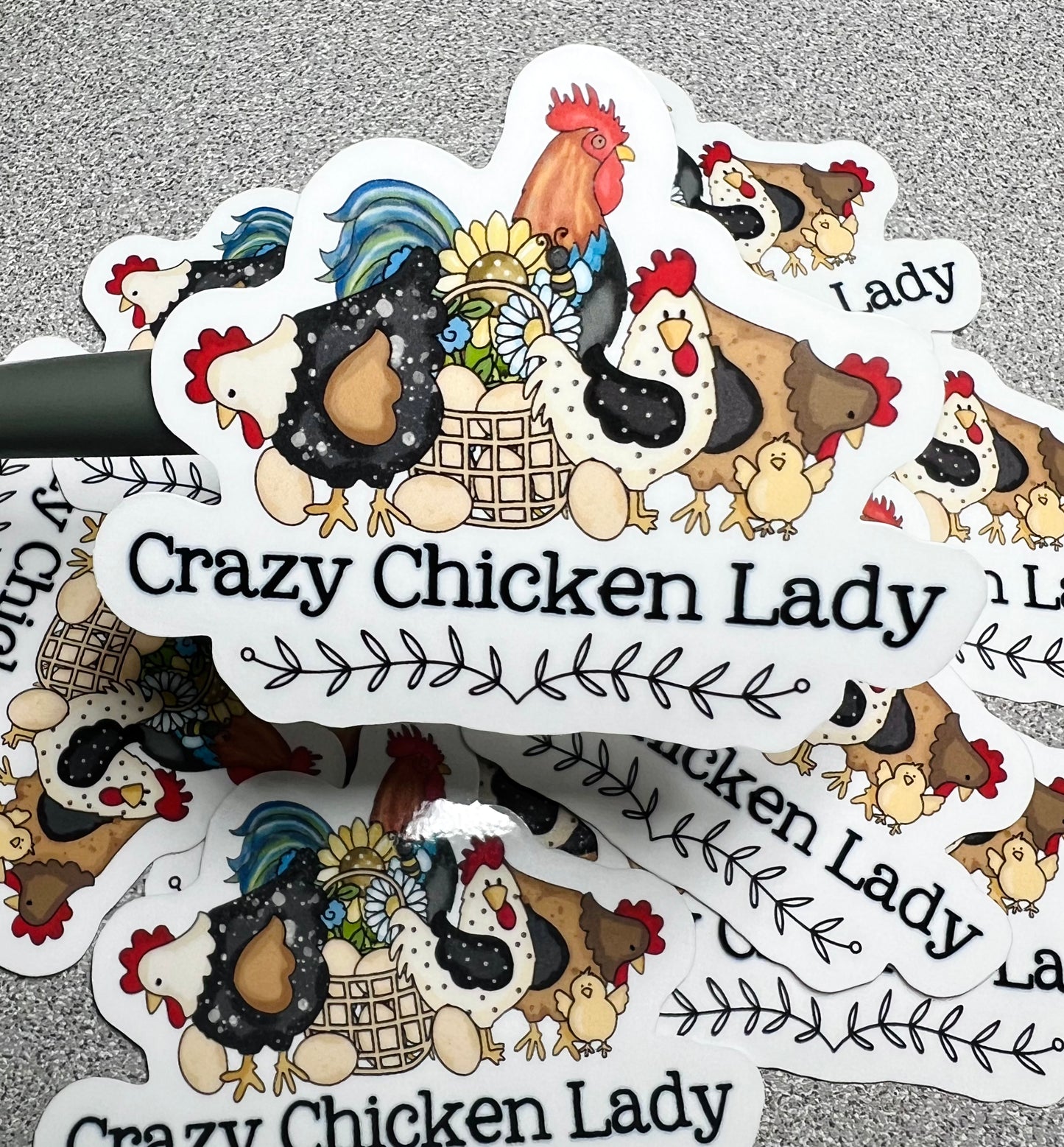 Crazy Chicken Lady Vinyl Sticker