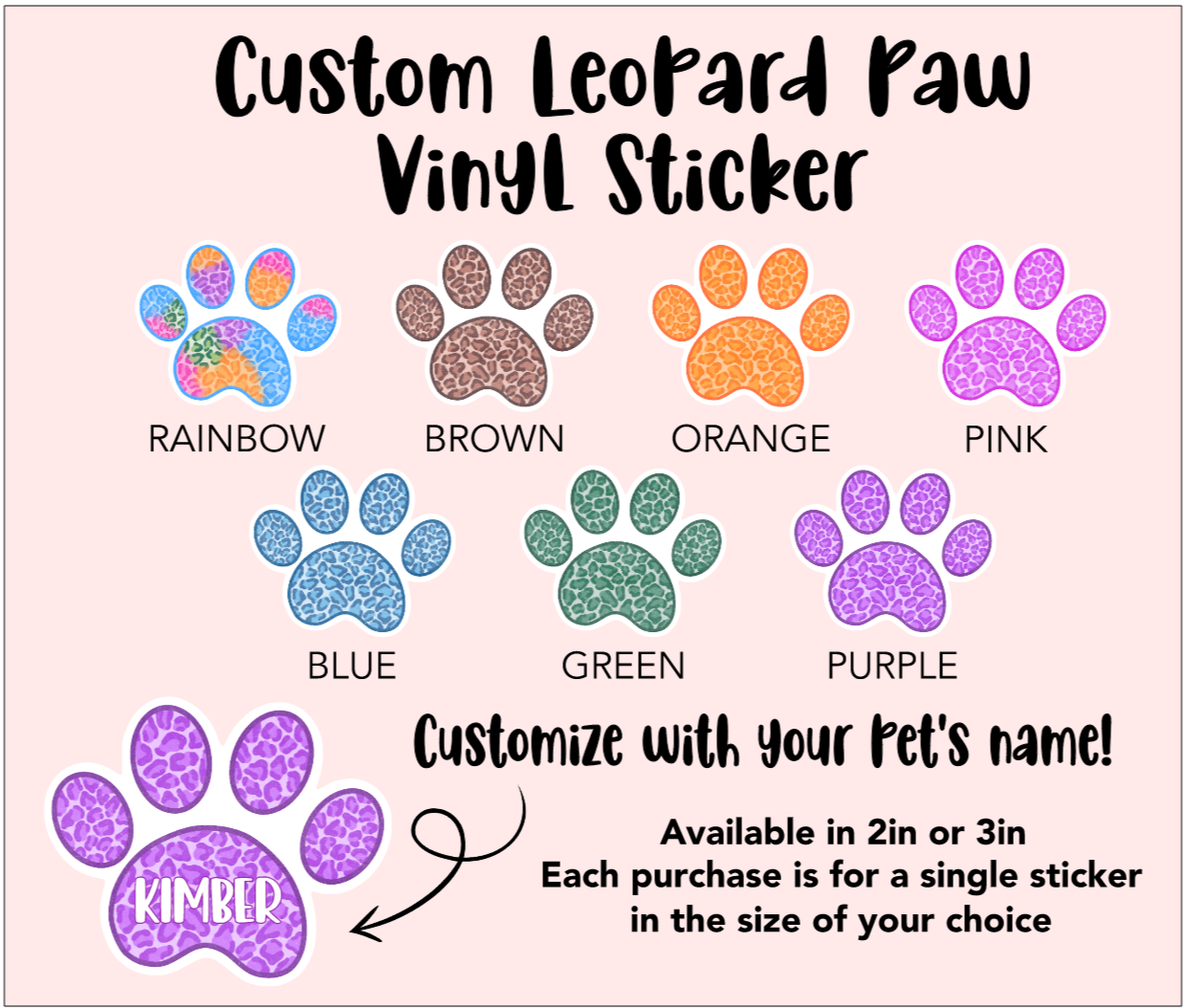 Custom Leopard Paw Vinyl Sticker