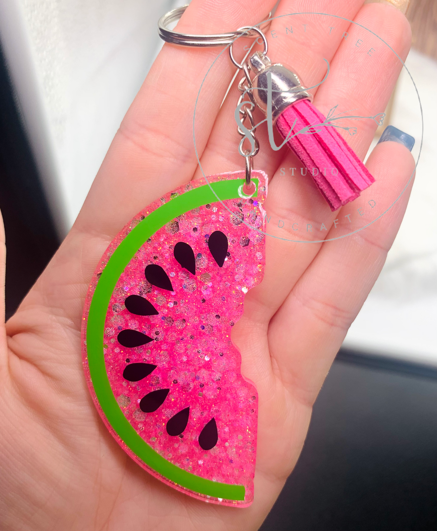 Watermelon Wedge Keychain - 3 Inch - Scent Tree Studio