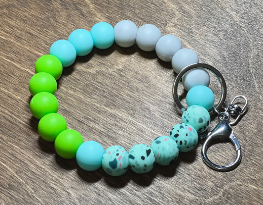 Mint Terrazzo Silicone Keychain Wristlet