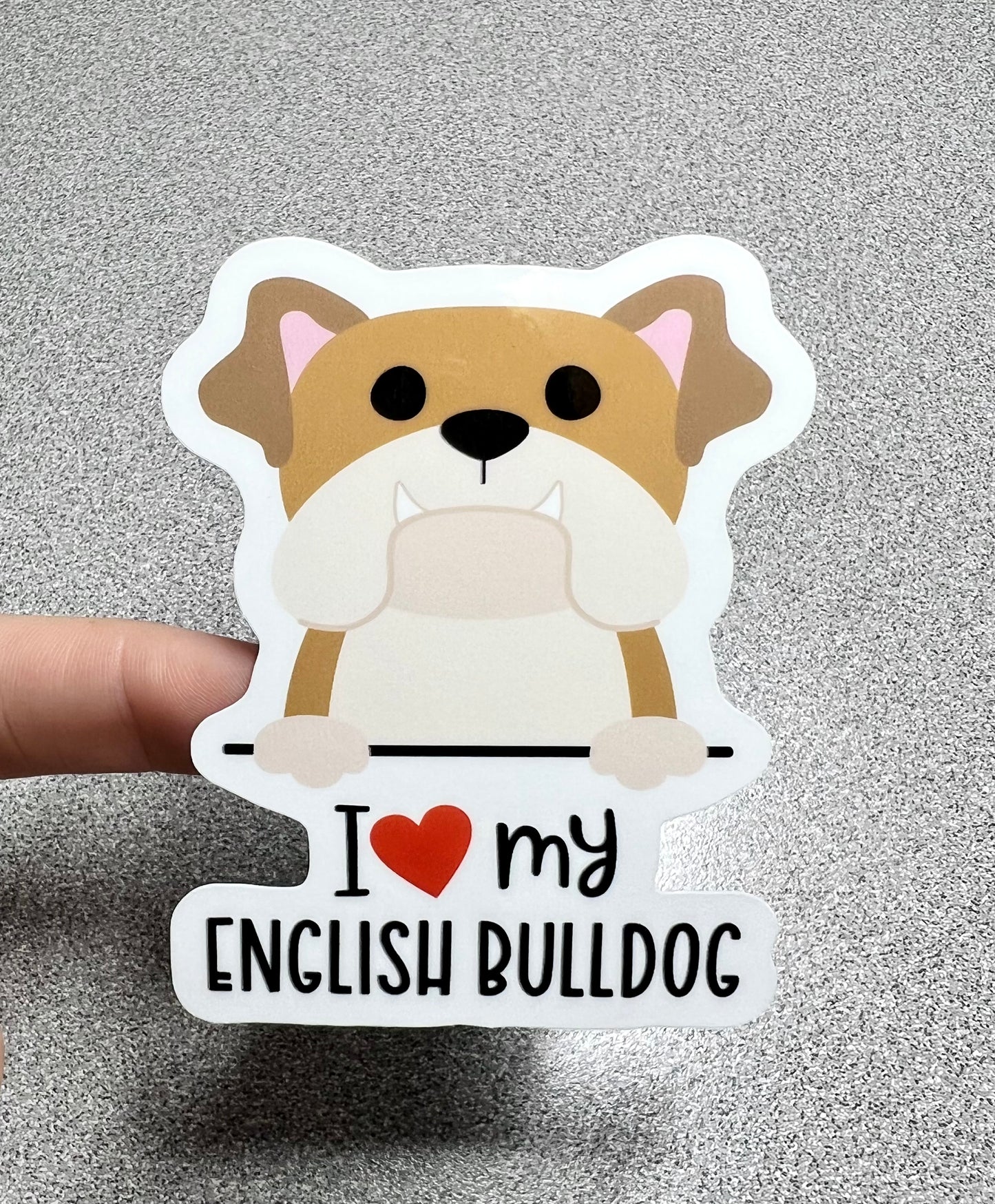 English Bulldog Love Vinyl Sticker