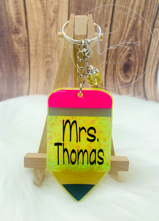 School Pencil Teacher Keychain - 3 Inch - Scent Tree Studio