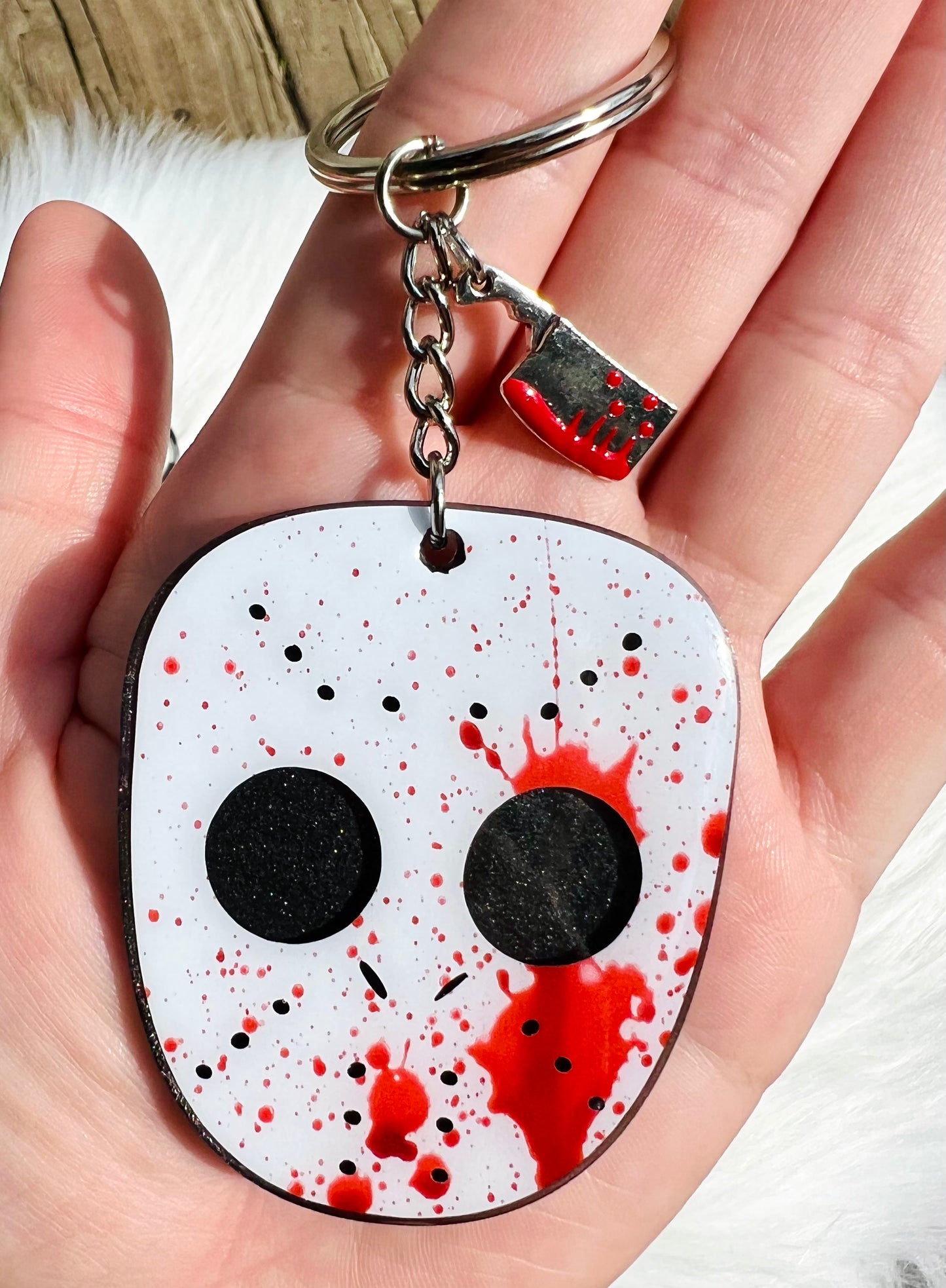 Bloody Hockey Mask Keychain - 2.5 Inch