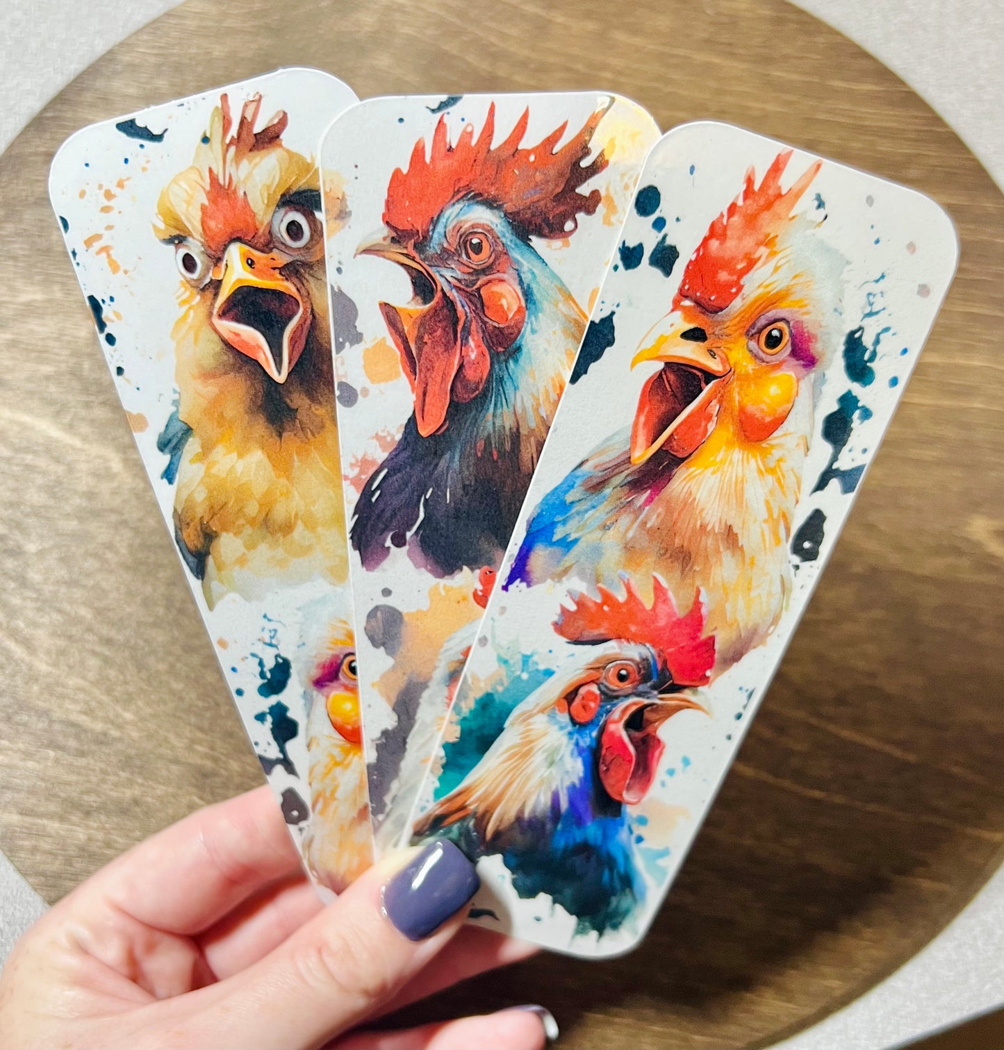 Watercolor Chicken Bookmarks SET