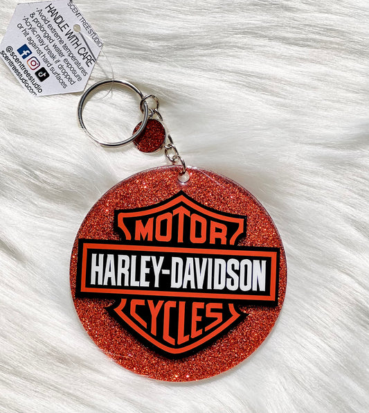 Harley Davidson Keychain - Orange Glitter - Scent Tree Studio