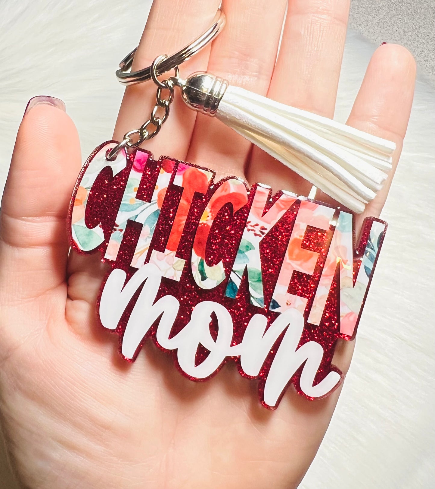 Chicken Mom Keychain - 3 Inch