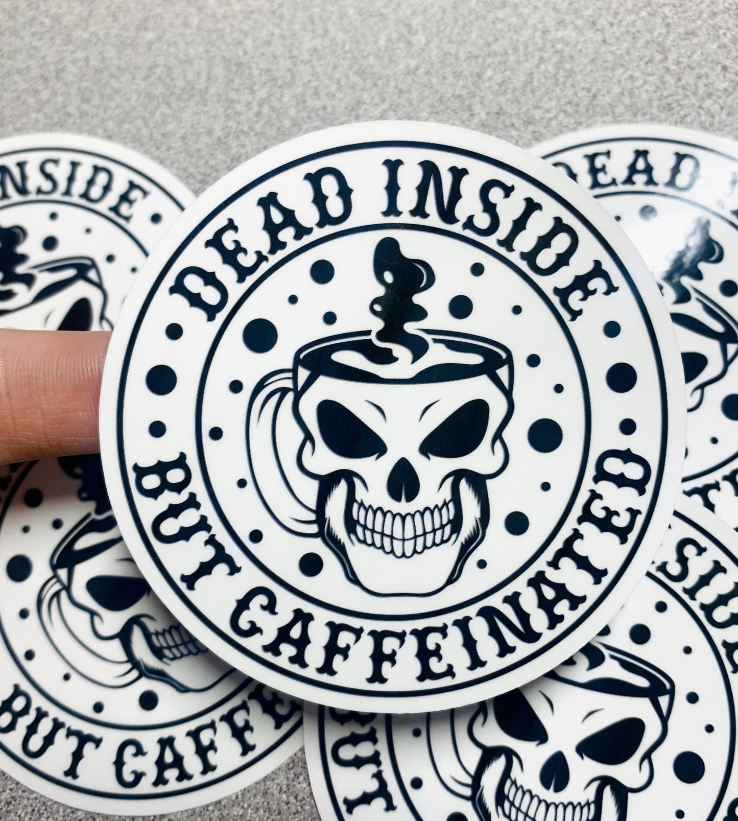 Dead Inside But Caffeinated Vinyl Sticker Decal - Scent Tree Studio