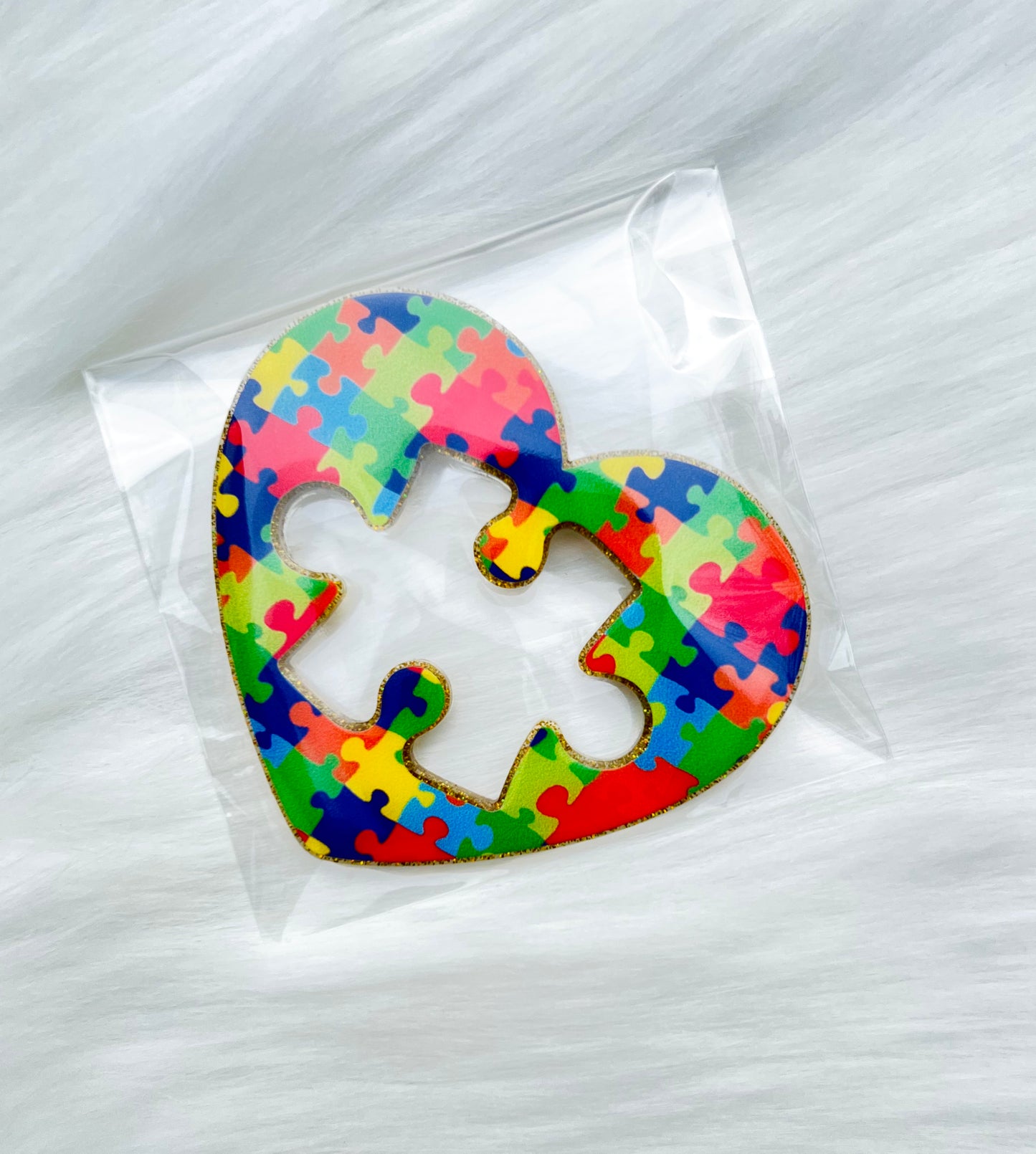 Puzzle Piece Heart Magnet - 3 Inch - Cherry Pit Designs