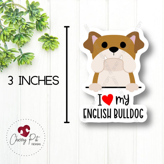 English Bulldog Love Vinyl Sticker