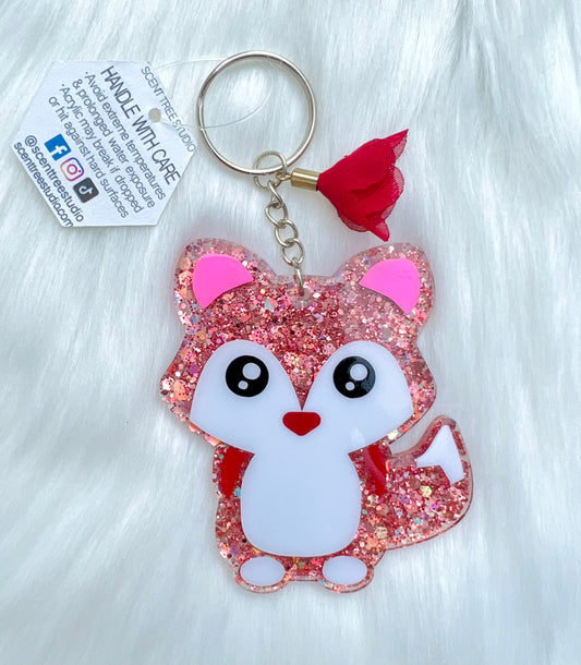Rose Pink Fox Keychain - 3 Inch - Scent Tree Studio