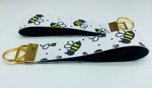 Bumble Bee Faux Leather Key Fob Wristlet - Scent Tree Studio