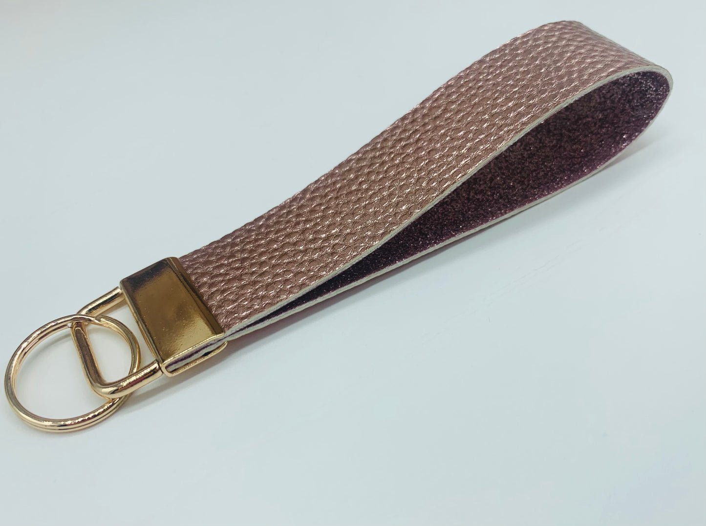 Textured Metallic Rose Faux Leather Key Fob Wristlet - Scent Tree Studio
