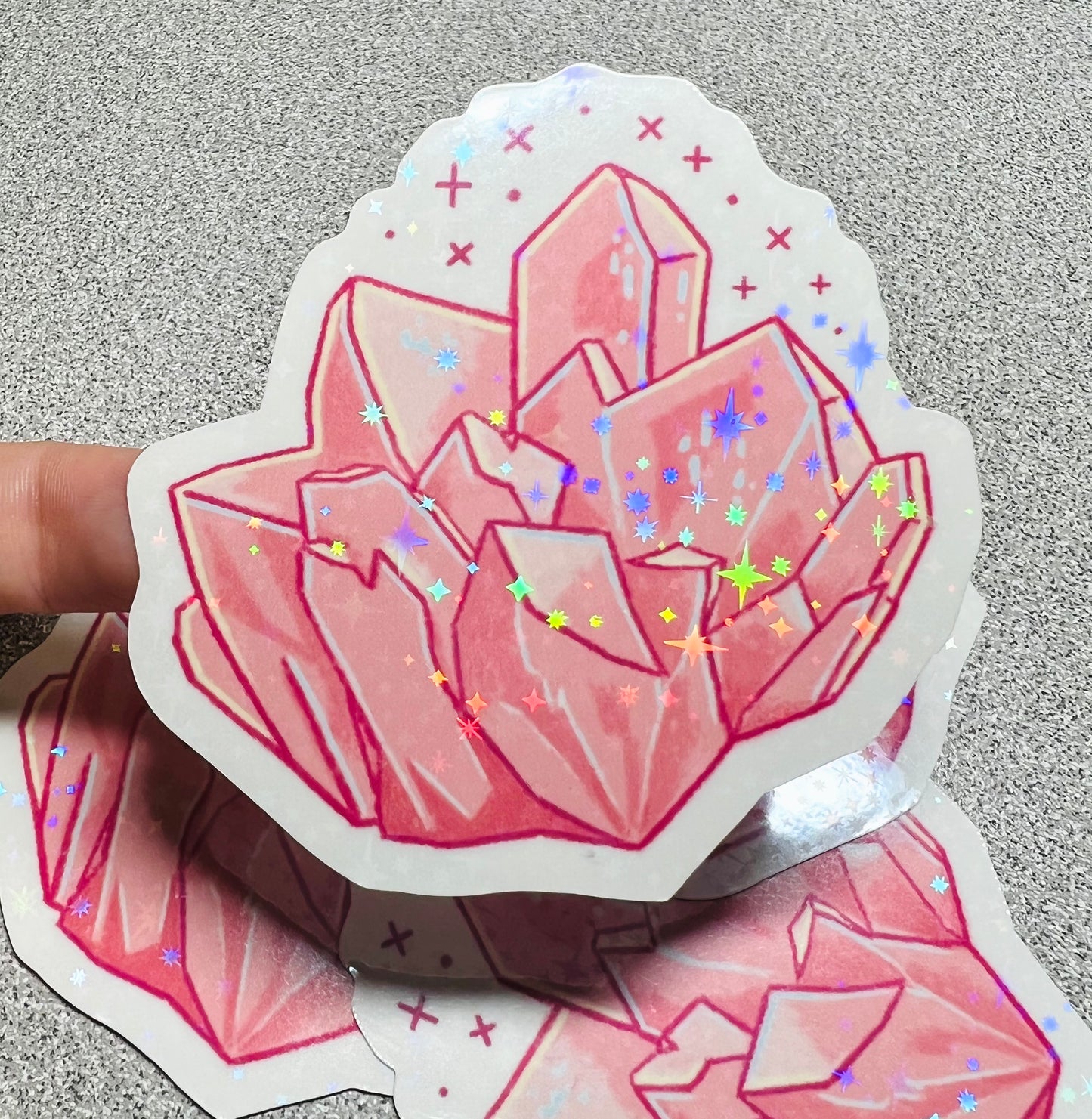 Holographic Pink Crystal Quartz Vinyl Sticker
