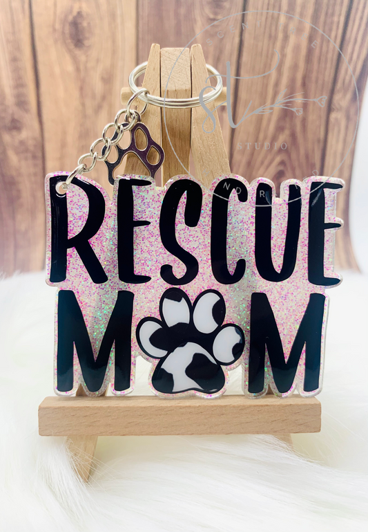 Rescue Mom Keychain Black - 3 Inch - Scent Tree Studio