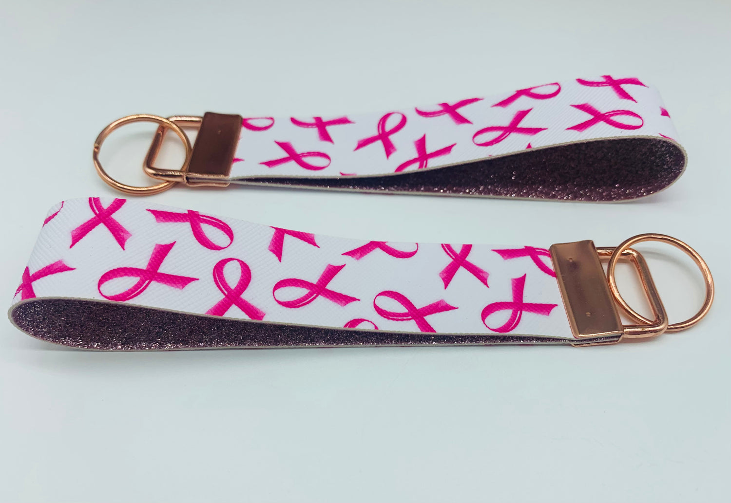 Breast Cancer Awareness Faux Leather Key Fob Wristlet - Scent Tree Studio