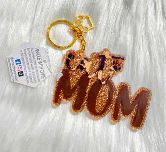 Leopard Cat Mom Keychain - 3 Inch - Scent Tree Studio