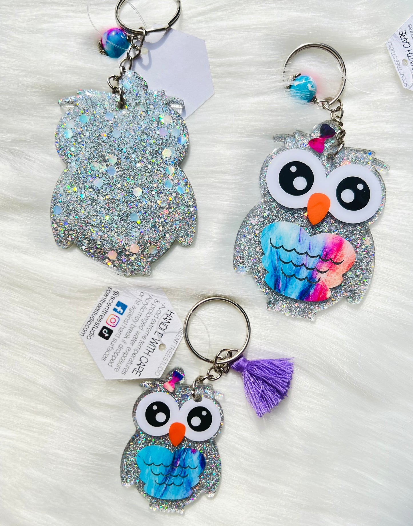 Abstract Owl Keychain - 2 or 3 Inch - Scent Tree Studio