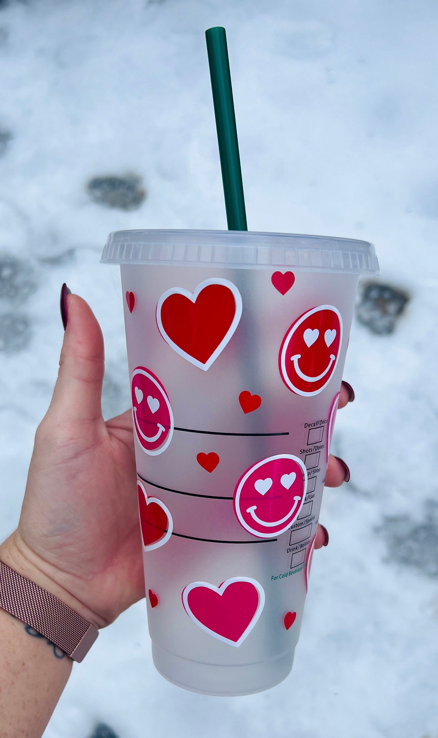 Heart Smiley Starbucks Cold Cup