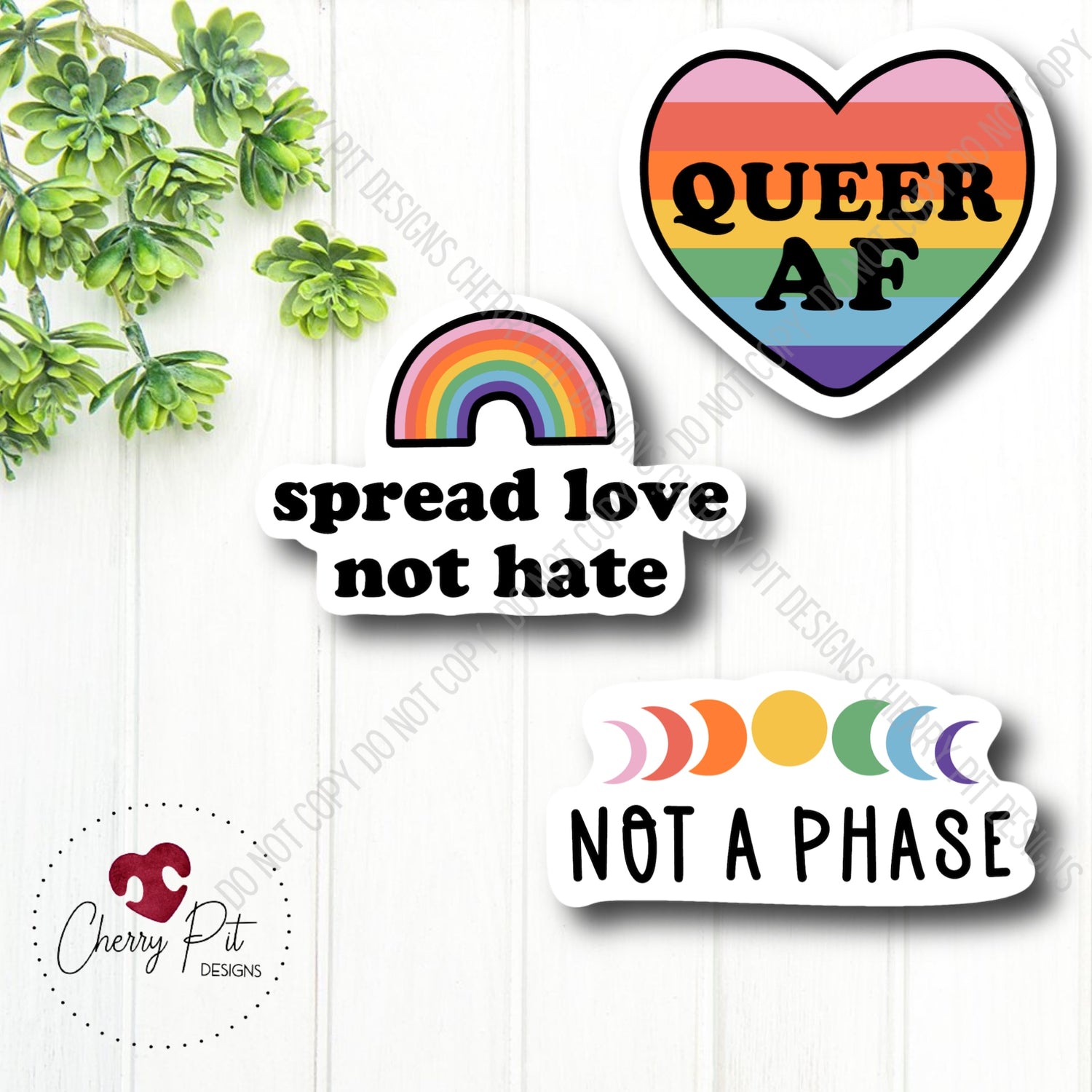 Rainbow Pride Vinyl Sticker Decal PACK - Cherry Pit Designs