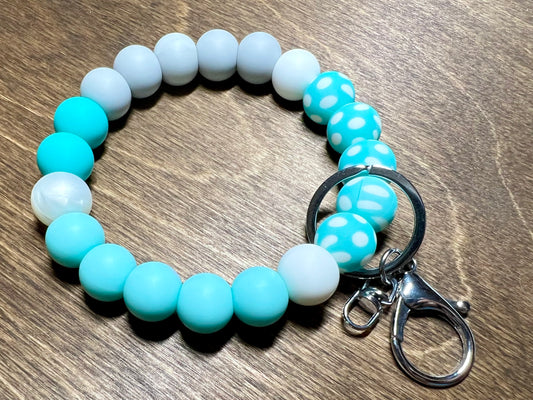 Turquoise Polka Dot Silicone Keychain Wristlet