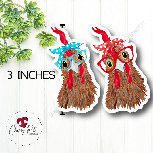 Chicken Hen Bandana Vinyl Sticker Decal PACK - Cherry Pit Designs