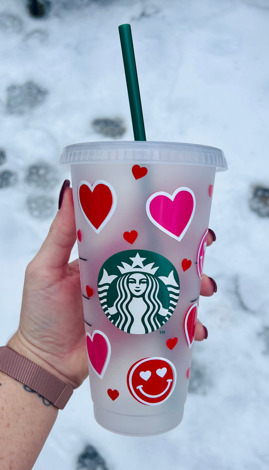 Heart Smiley Starbucks Cold Cup