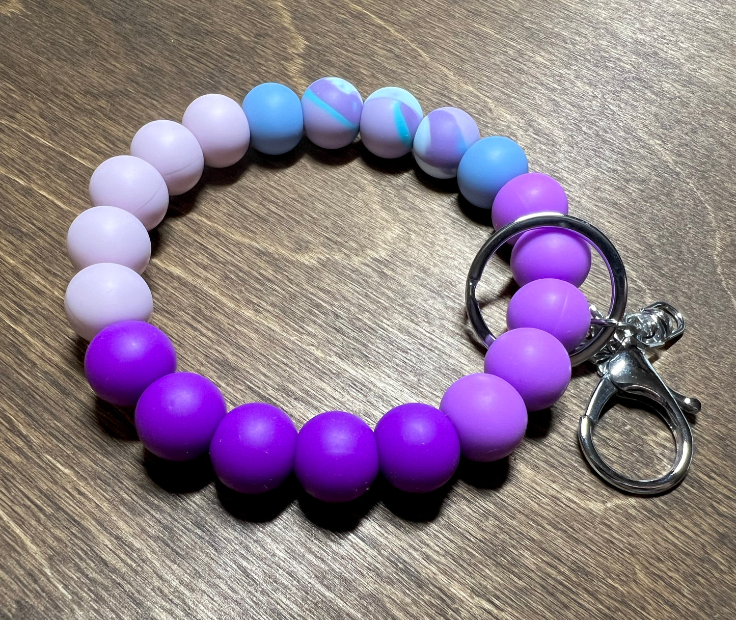 Purple Marble Silicone Keychain Wristlet