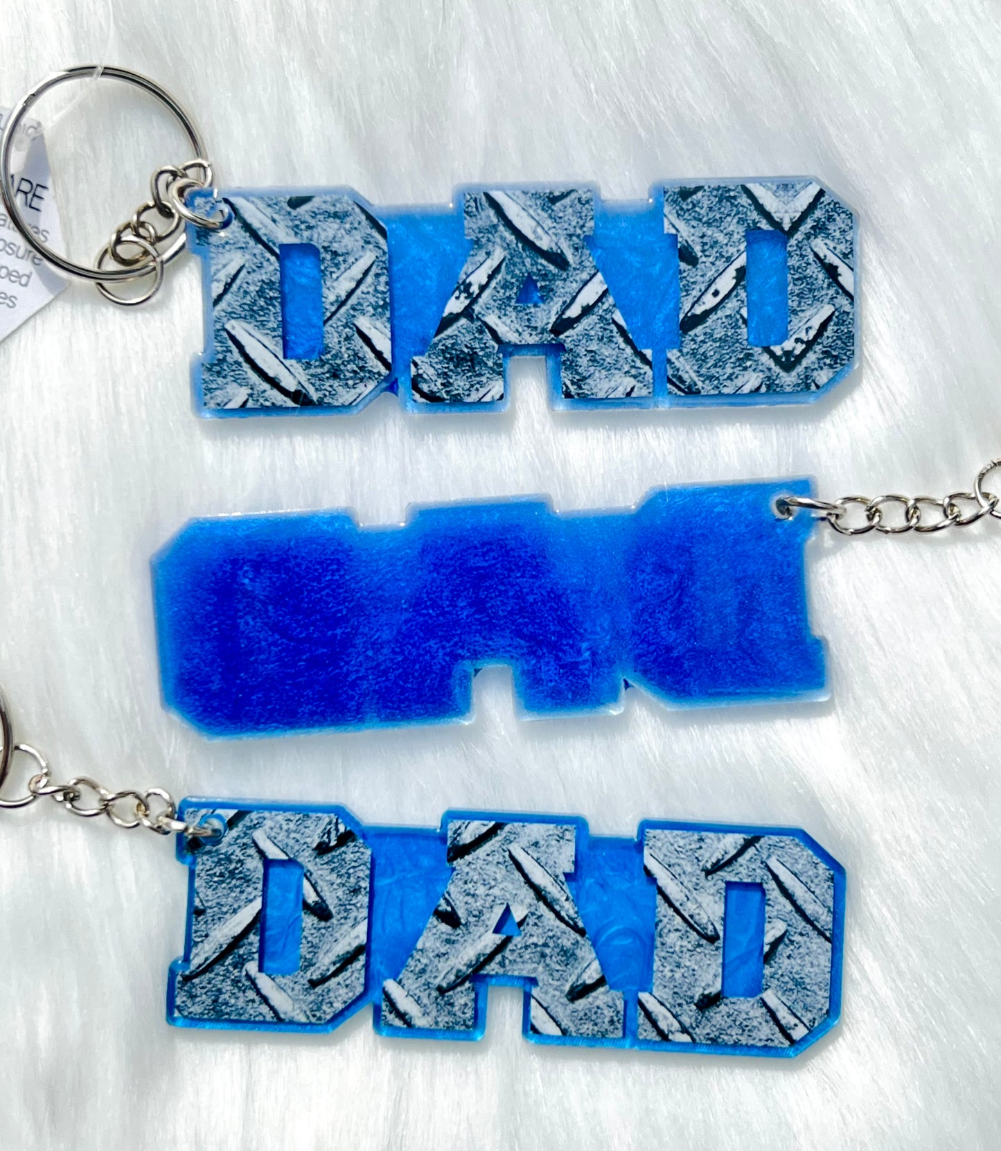 Dad Diamond Plate Keychain - 3 Inch Color Choice - Scent Tree Studio