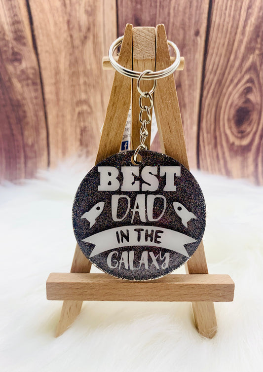 Best Dad in the Galaxy Keychain - 2 Inch - Scent Tree Studio