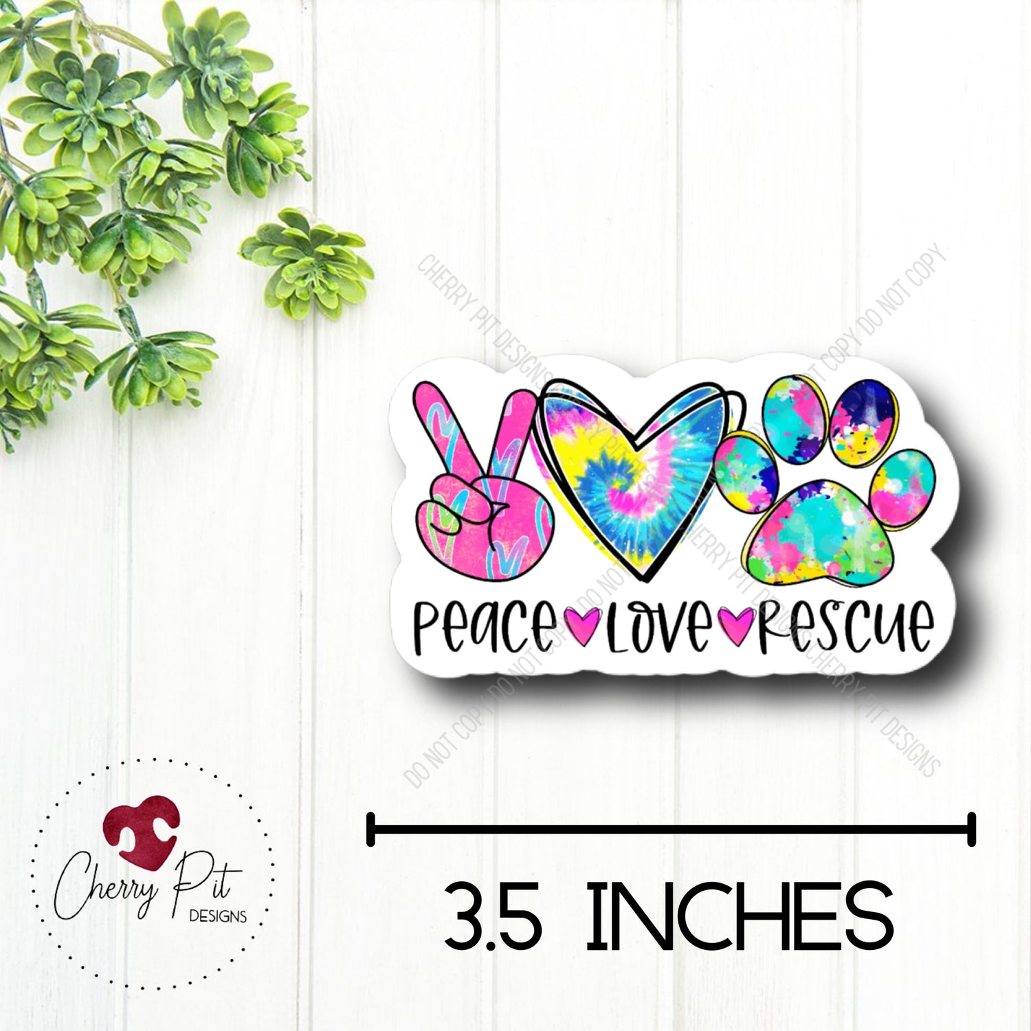 Peace Love Rescue Vinyl Sticker Decal - Cherry Pit Designs