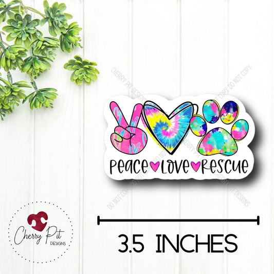 Peace Love Rescue Vinyl Sticker Decal - Cherry Pit Designs