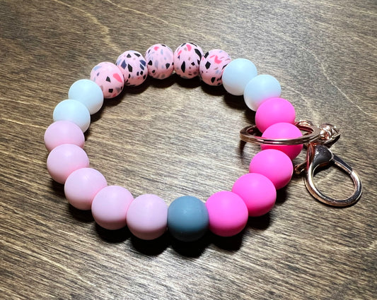 Pink Terrazzo Silicone Keychain Wristlet