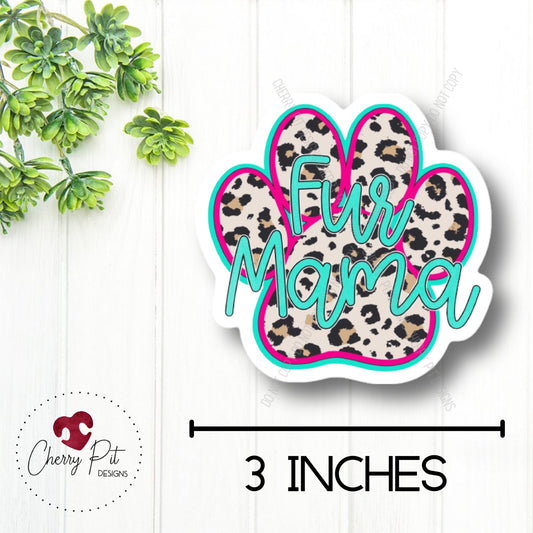 Fur Mama Leopard Paw Vinyl Sticker