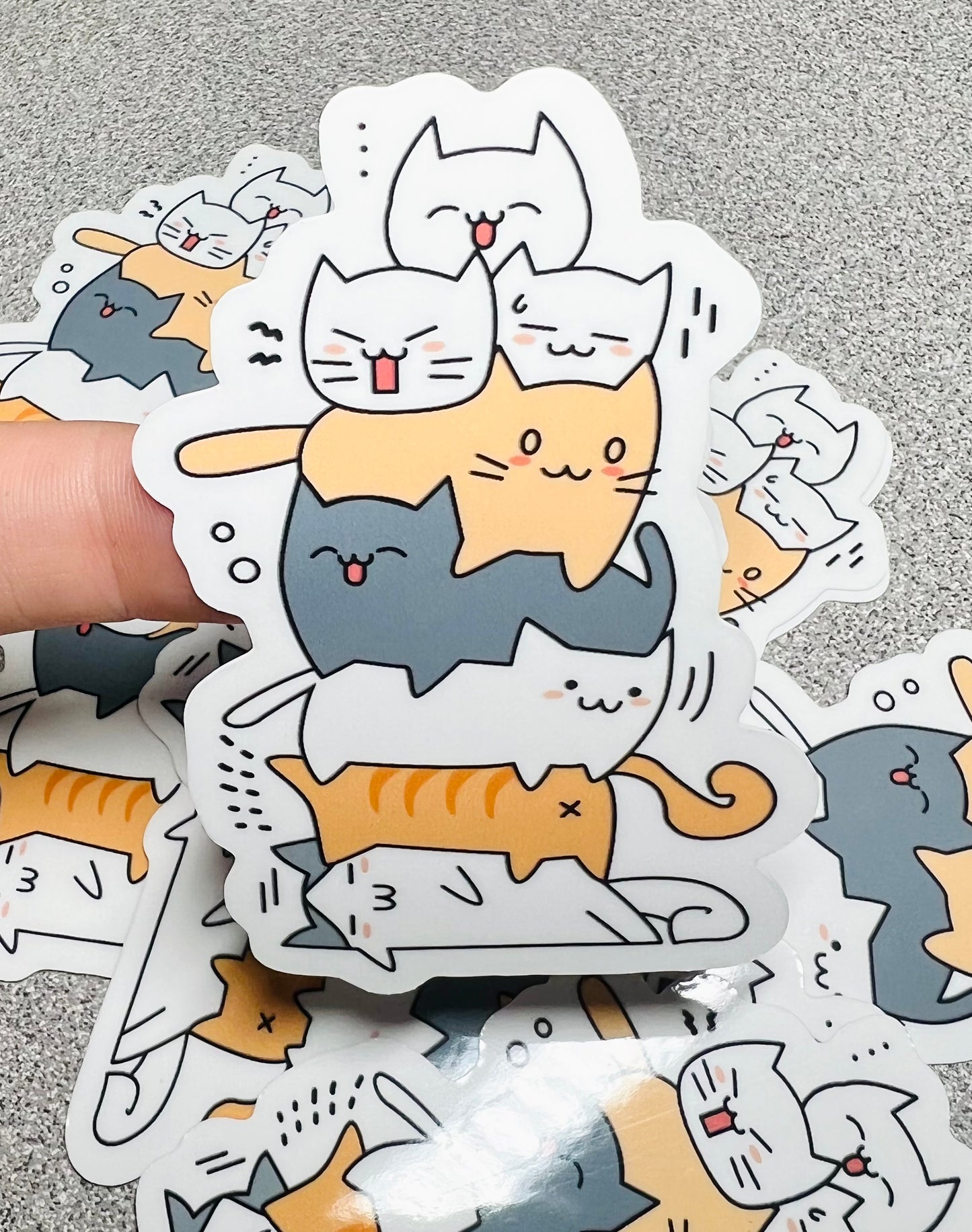 Cat Kitty Pile Vinyl Sticker