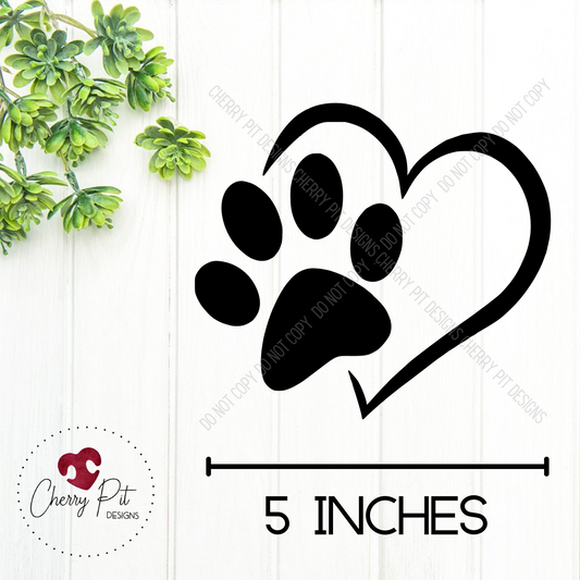 Heart Paw Vinyl Decal