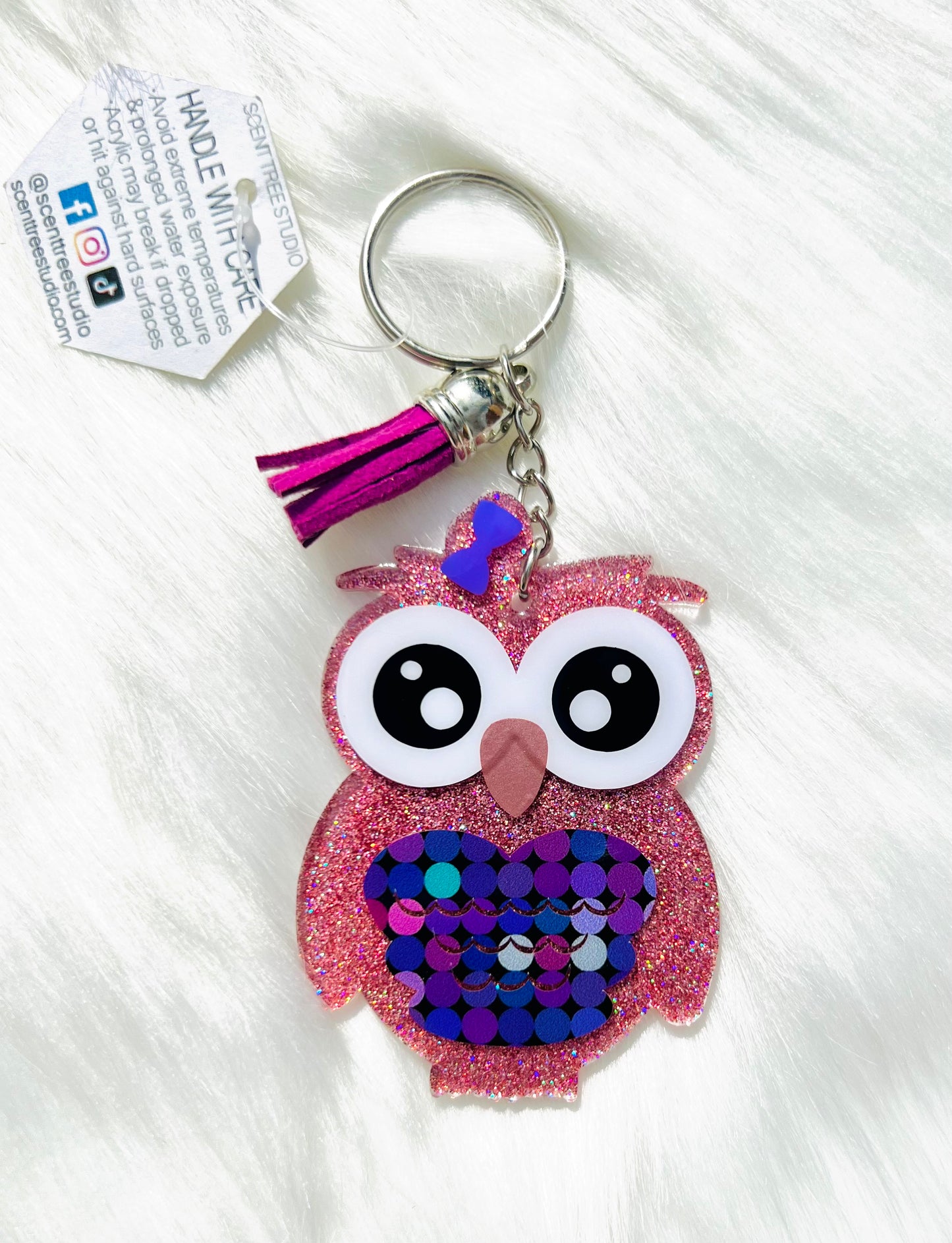 Polka Dot Owl Keychain - 3 Inch - Scent Tree Studio