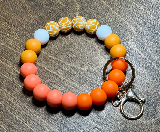 Orange Giraffe Silicone Keychain Wristlet