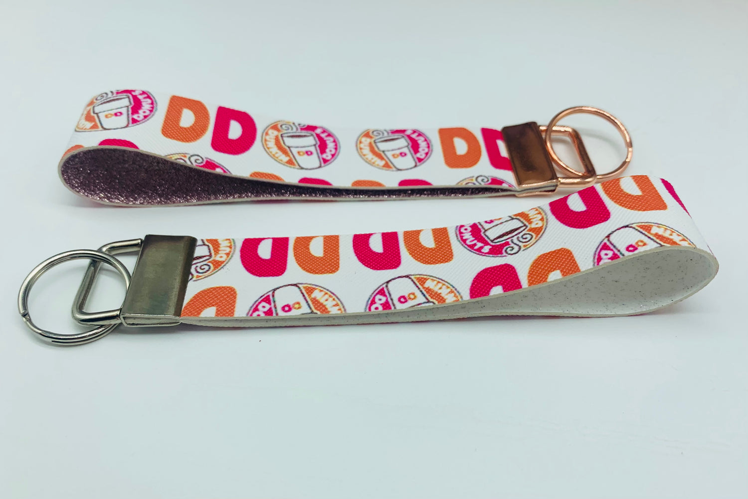 Dunkin' Donuts Faux Leather Key Fob Wristlet Rose Gold