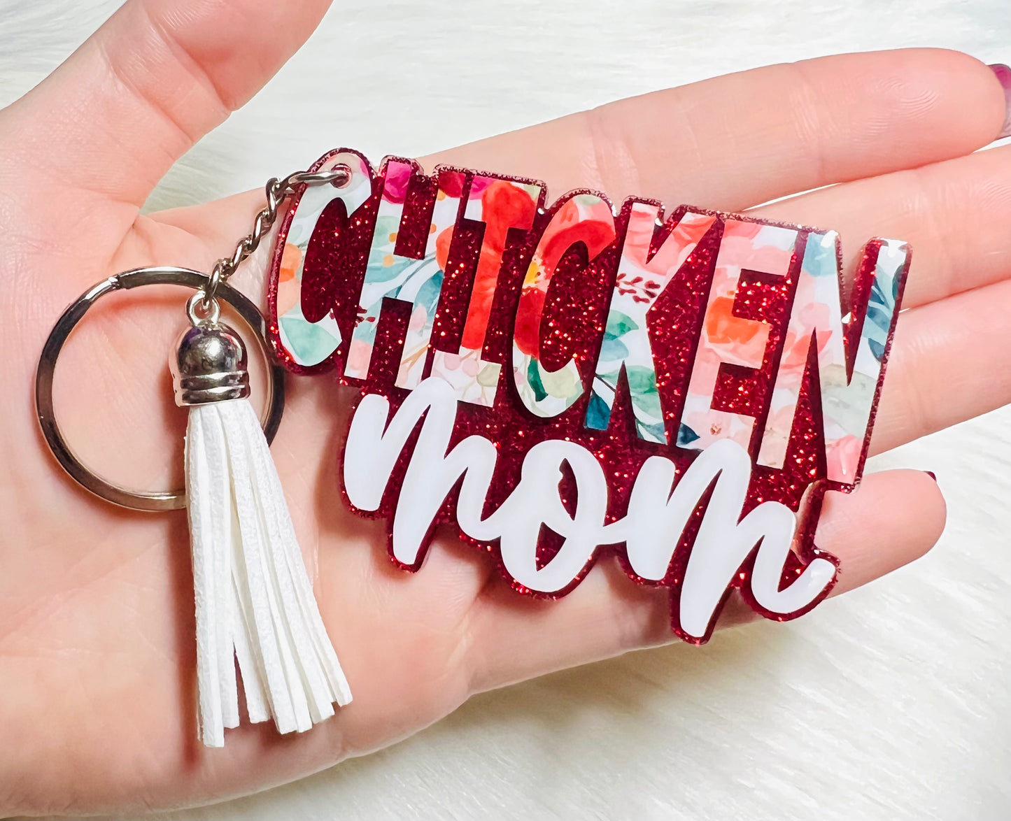 Chicken Mom Keychain - 3 Inch